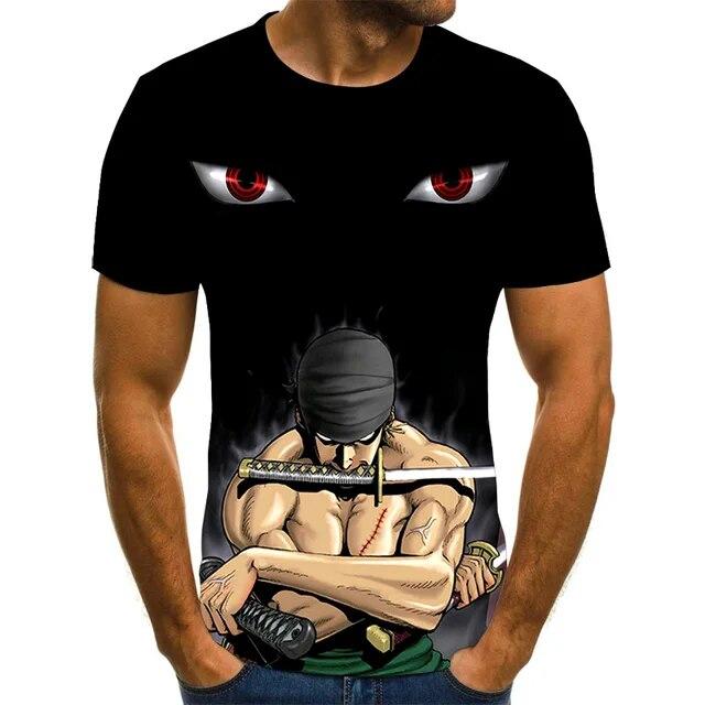 Baibao QIQI Een Stuk Jongen Kostuum Anime Harajuku Tops Zomer mannen T-shirt 3D Mode T-shirt mannen Plus Size Straat Kleding M