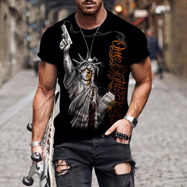 Bobby 2 T-shirt voor heren Retro Streewear Skull Print Hip Hop Man Kleding Grafische T-shirts Harajuku Mannelijke Korte Mouw Tee Trend Kleding 6xl