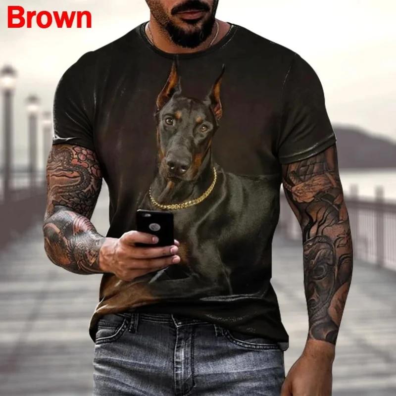 ETST WENDY 005 Nieuwe mode zomer hete verkoop 3D Doberman heren dames T-shirt 3D-print korte mouwen ronde hals animel hond tops tshirt tees XL