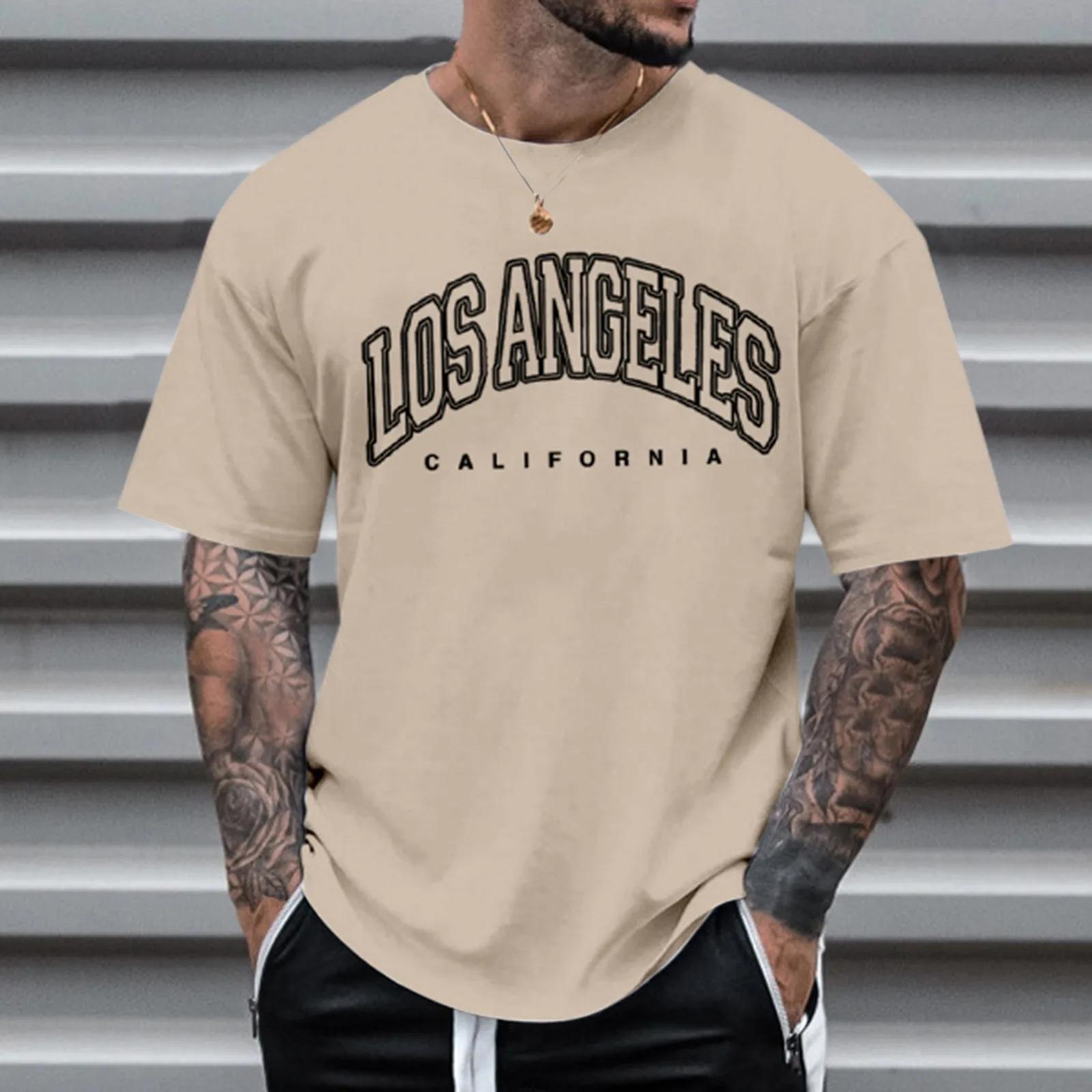 Continuously T-shirt Zomer Mode Zwaargewicht Retro Heren Engelse Letters 100% Katoen Gedrukt Ronde Hals Hoogwaardige Casual Fitness Straat T-shirt L