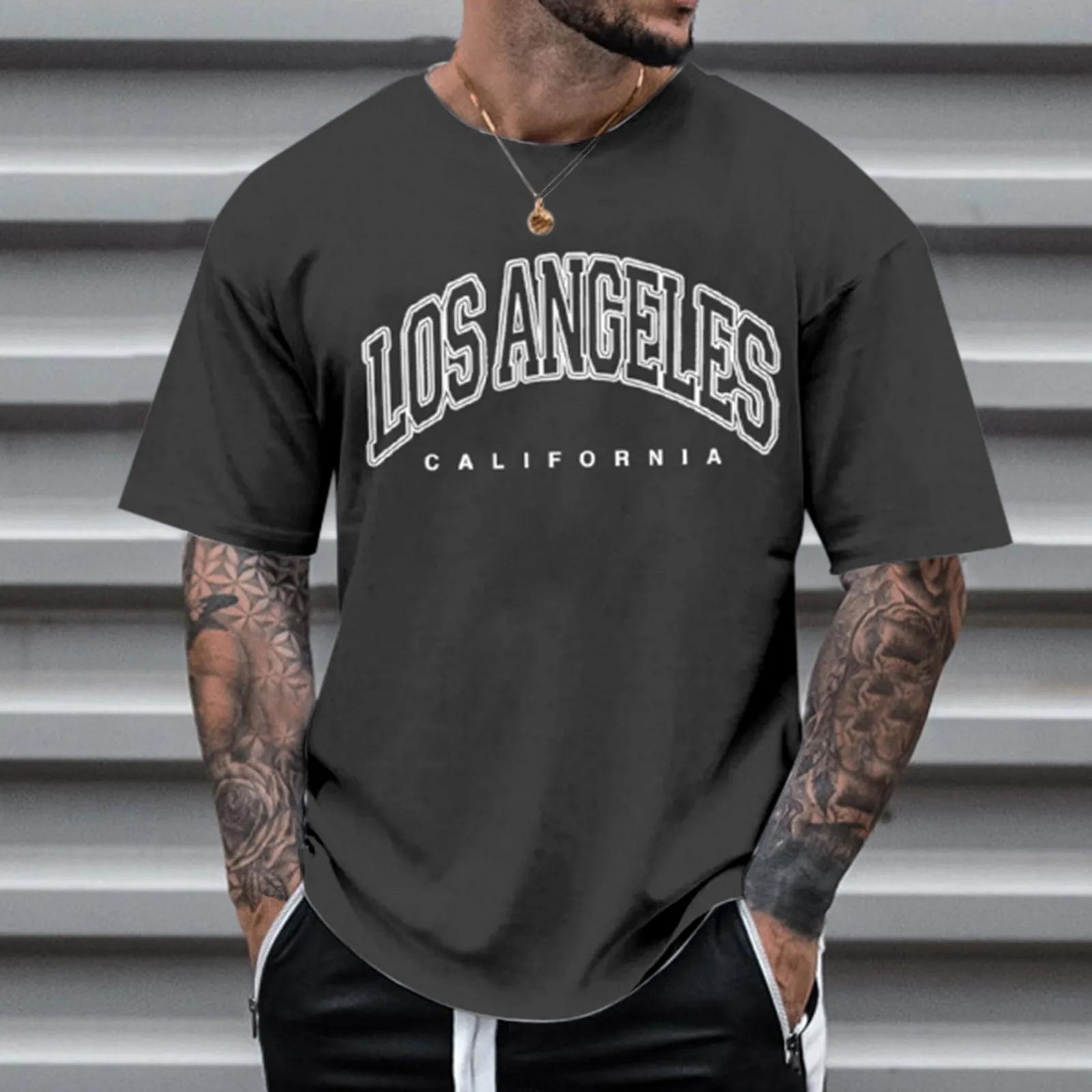 Continuously T-shirt Zomer Mode Zwaargewicht Retro Heren Engelse Letters 100% Katoen Gedrukt Ronde Hals Hoogwaardige Casual Fitness Straat T-shirt 2XL
