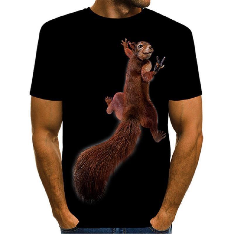 Etst 003 Heren Eekhoorn 3DT Shirt Print Dier Patroon Koppel Tops Grappig Korte Mouw T-shirt XL