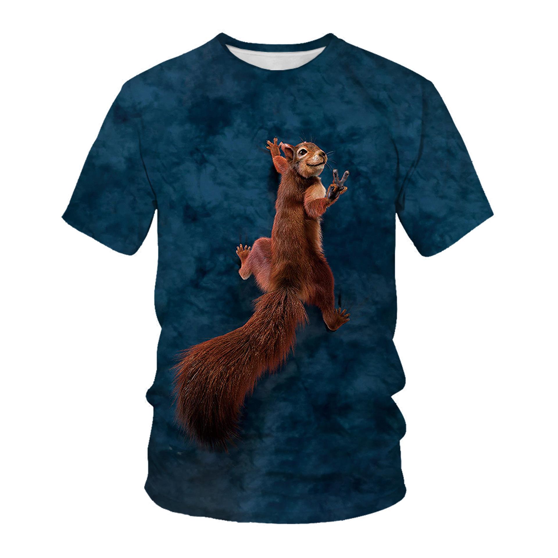Etst 003 Heren Eekhoorn 3DT Shirt Print Dier Patroon Koppel Tops Grappig Korte Mouw T-shirt 6XL