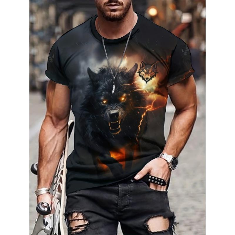Bobby 2 Mode Leeuw Patroon Bedrukt Heren T-shirt Straatmode Harajuku Ronde Hals Korte Mouw Retro Grote Comfortabele Tops 6XL