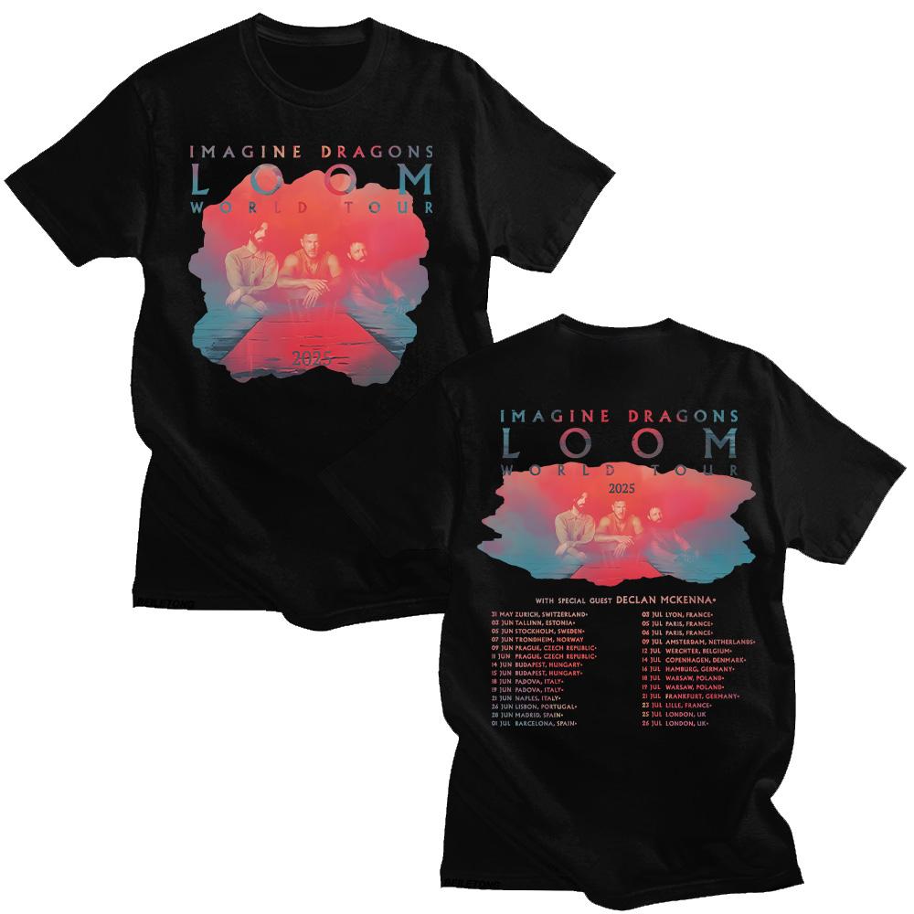 Trendy discount Imagine Dragons Band Loom Tour 2025 Nieuwe T-shirts Heren Dames Mode Hip Hop Retro T-shirt Katoen Korte Mouw Tees Esthetische Tops XL