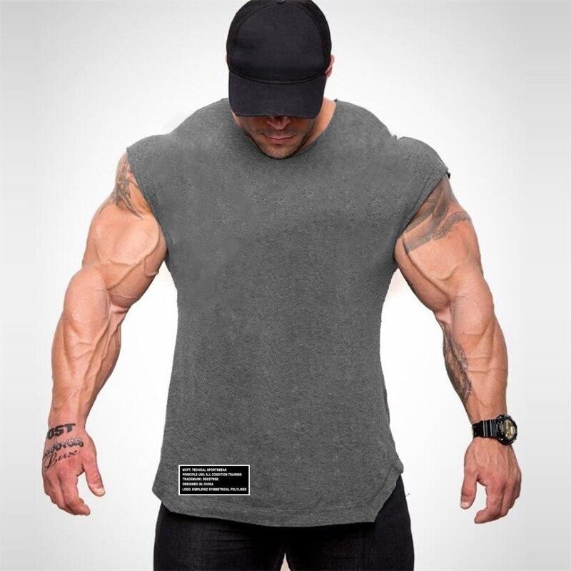 Do The Work GYm Doe het werk Muscleguys Merk Bodybuilding Fitness Heren Mode Casual Puur Katoen Slim Fit Gedrukt Workout Vest M-2XL L grijze kleur