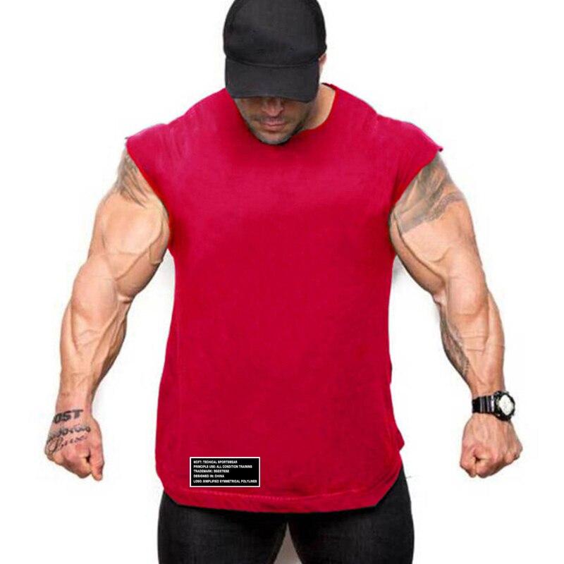 Do The Work GYm Doe het werk Muscleguys Merk Bodybuilding Fitness Heren Mode Casual Puur Katoen Slim Fit Gedrukt Workout Vest M-2XL XXL rood