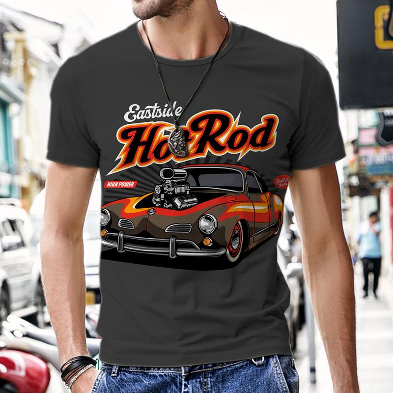 Kukebang Tops Heren T-shirts Vintage Auto Ontwerp Harajuku Sportkleding 2022 Nieuwe Korte Mouw Luxe Mode Hot O Hals Trainingspak Straat Tees 2XL