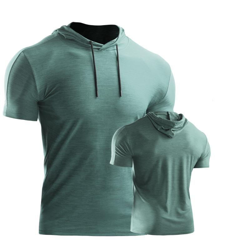 YOUNAXIN Zomer T-shirt met korte mouwen en capuchon Herentrui Groot formaat losse sporttop Ademend sneldrogend L groen