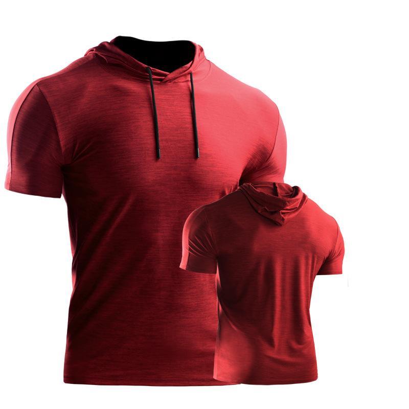 YOUNAXIN Zomer T-shirt met korte mouwen en capuchon Herentrui Groot formaat losse sporttop Ademend sneldrogend L