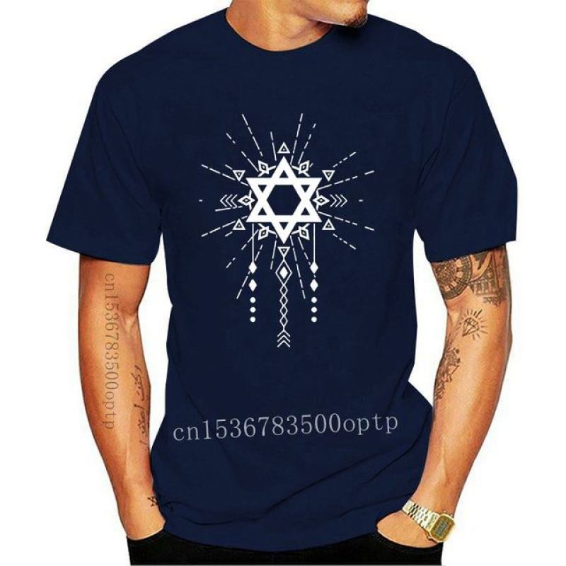 Nihao Nieuwe mannen Davidster Israël Jeruzalem Joodse t-shirt Ontwerpen Korte Mouw S-3xl Standaard Leuke Building Lente Unieke shir L