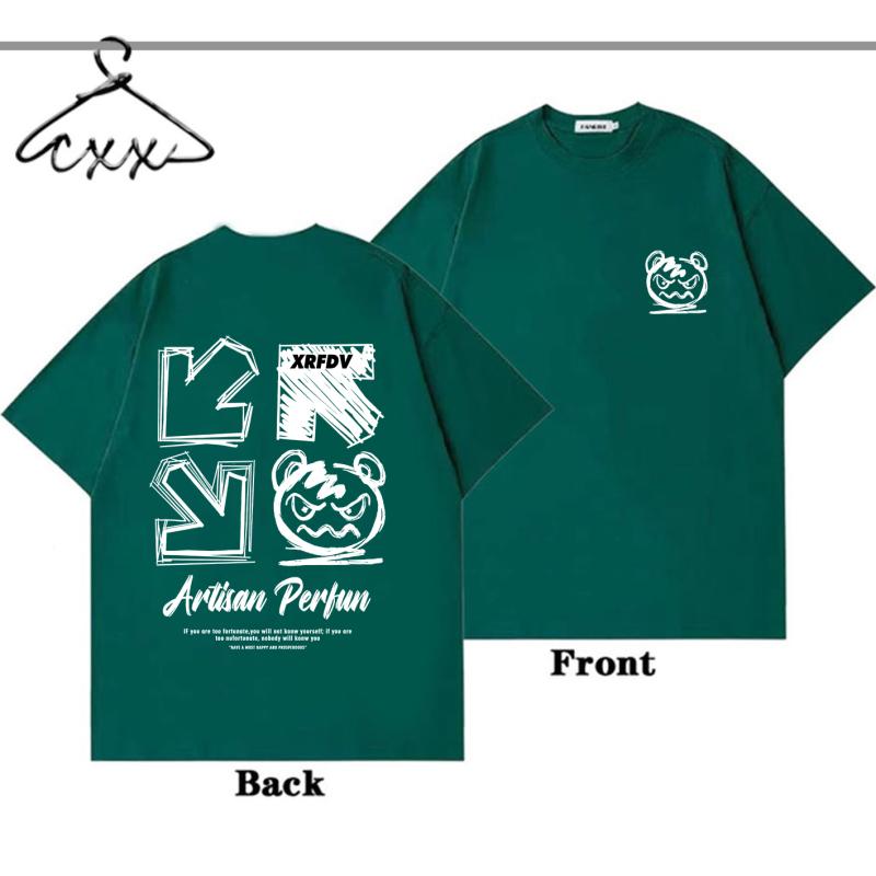 Nihao Luxe merk T-shirt zomer katoenen heren T-shirt mode beer patroon gedrukt straat casual unisex korte mouw top 2XL
