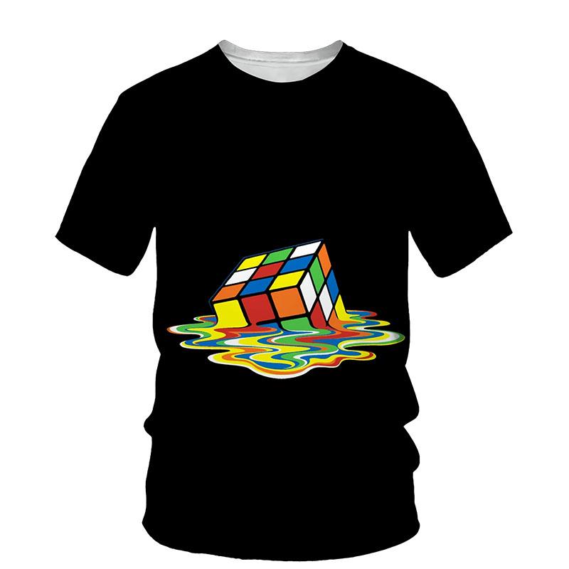 Transmission of love Rubik's Cube Patroon 3D Afdrukken Grafische T-shirt voor Mannen Zomer Trend O Hals Korte Mouw Tee Hip hop Stijl Casual mannen Top XL