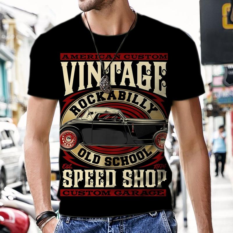 ETST WENDY Zomer heren Vintage T-shirts Retro Auto Mode Tops 3D Gedrukt O Hals Oversized Korte Mouw Harajuku Grappige Mans Streetwear 2XL