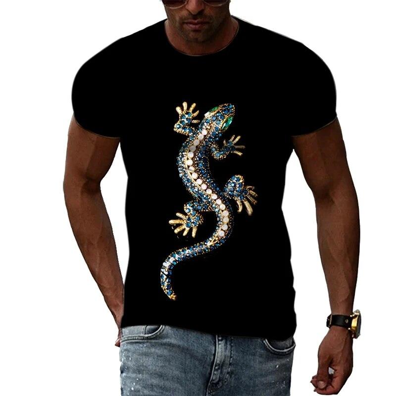 ETST 07 Heren Salamander Patroon T-shirt Persoonlijkheid Mode Straat Hiphop Ronde Hals Top Zomer Casual Trend Element Bedrukking Tees 6XL