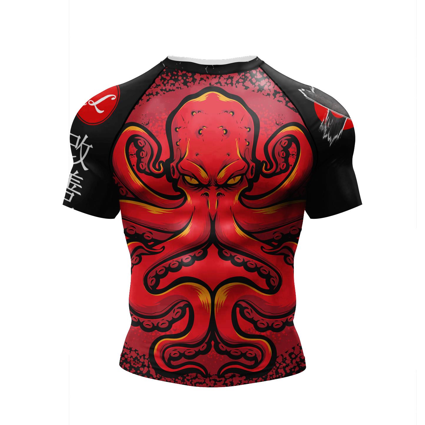Laoxu 2023 Nieuwe Mode jiu jitsu kickboks Training Korte Mouw Rashguard Polyester Spandex Compressie Sublimatie Sport Blouses M