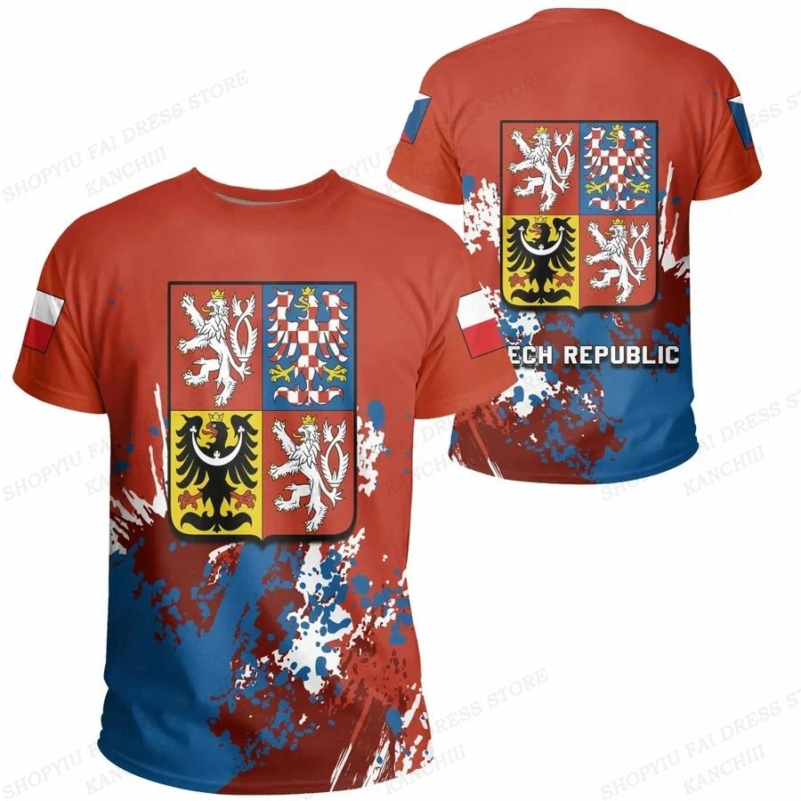 ETST WENDY 005 Zomer Heren T-shirt Tsjechische Vlag 3D Print T-shirts Heren Dames Mode O-hals Korte Mouw T-shirt Kinderen Hip Hop Tops Tees Jongens T-shirt 2XL