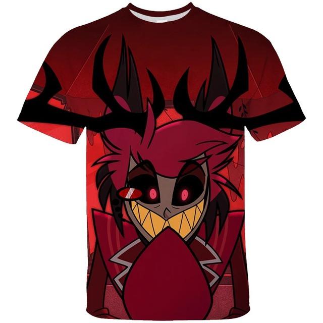 Xuhaijian02 Hazbin Hotel Kinder T-shirts 3D Prited Zomer Korte Mouw T-shirt Voor Heren Kinderen Hot Fashion Streetwear Volwassen Kinderkleding 120