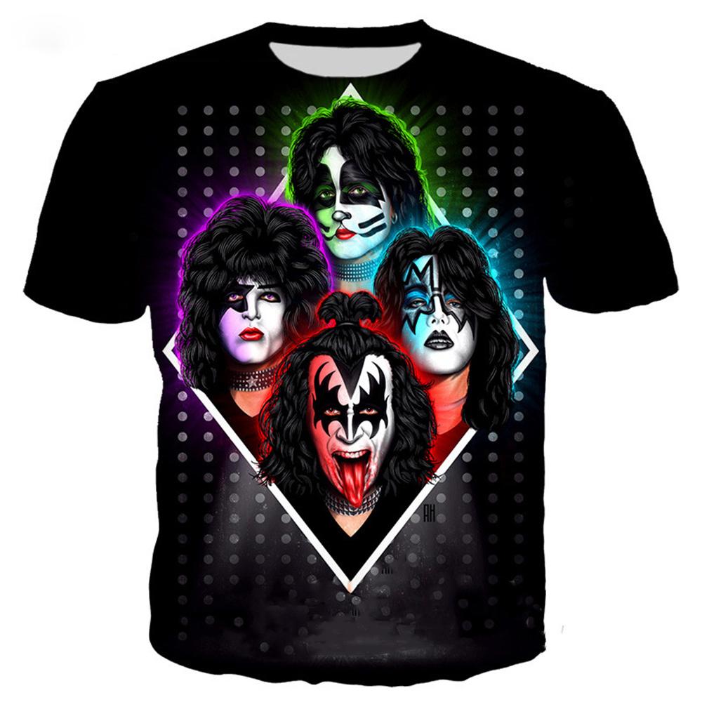 ETST 03 Zomer nieuw-Rock Kiss Band T-shirt Heren 3D Print Klassieke Korte Mouw Straat Koppel Top Oversized Vrijetijdscomfort T-shirt L