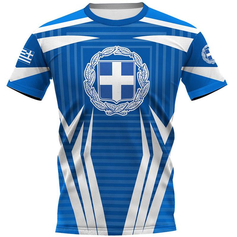 ETST WENDY 005 Hellas Totem Griekenland Embleem Grafisch T-shirt voor Herenkleding 3D Print Griekse Nationale Vlag T-shirt Mode Streetwear Tops T-shirts L