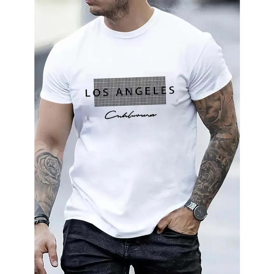 HerSight Stijlvol Los Angeles T-shirt met grafische print - Zacht, ademend, casual T-shirt met korte mouwen voor de zomer, perfect voor dagelijks gebruik door heren XL