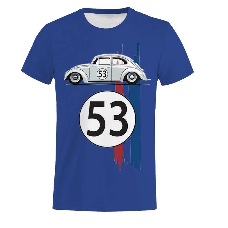 HerSight Kever 53 Nummer T-shirt Heren Auto Korte Mouw Eenvoudige Herbie Tees T-shirts Rally Auto Mannelijk Zwart Bedrukt 3D t-shirt L