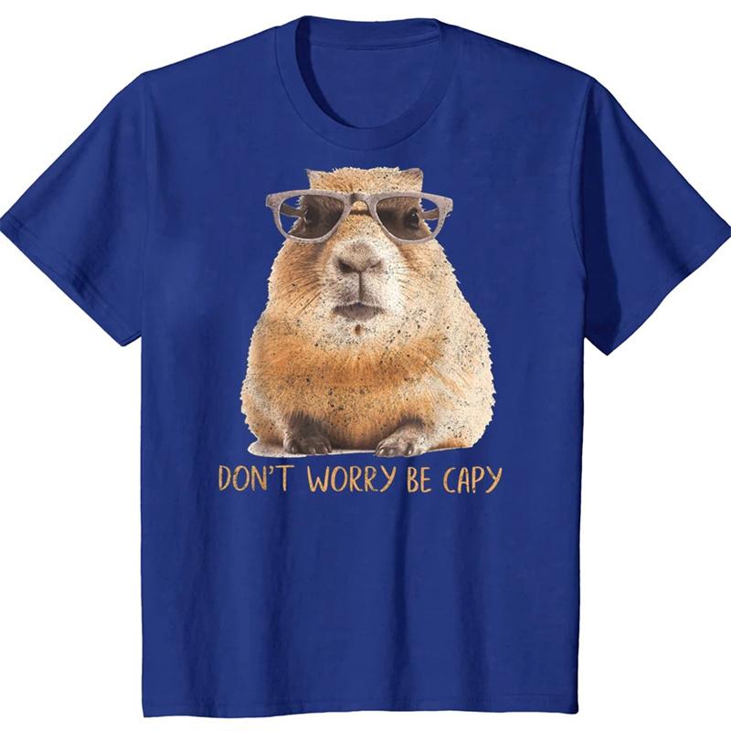ETST 006 3D Grappig Dier Capybara Bedrukt T-shirt Voor Mannen Kindermode Streetwear Capybara Liefhebbers Korte Mouwen Harajuku Kleding T-shirts Top S