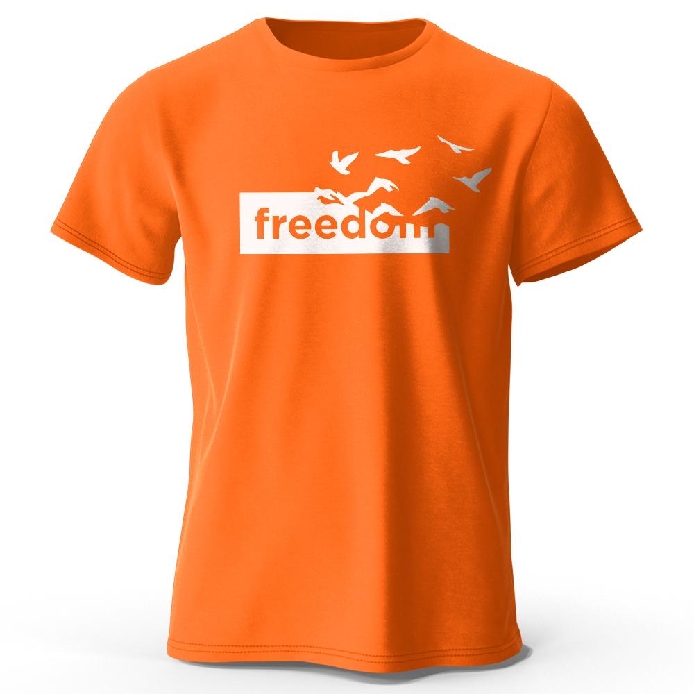 Men look 3D Clothes Men's The Freedom Letter Printed T-Shirt 100% Cotton Oversized Funny Graphic Tees for Men Women Summer Tops XXXL oranje