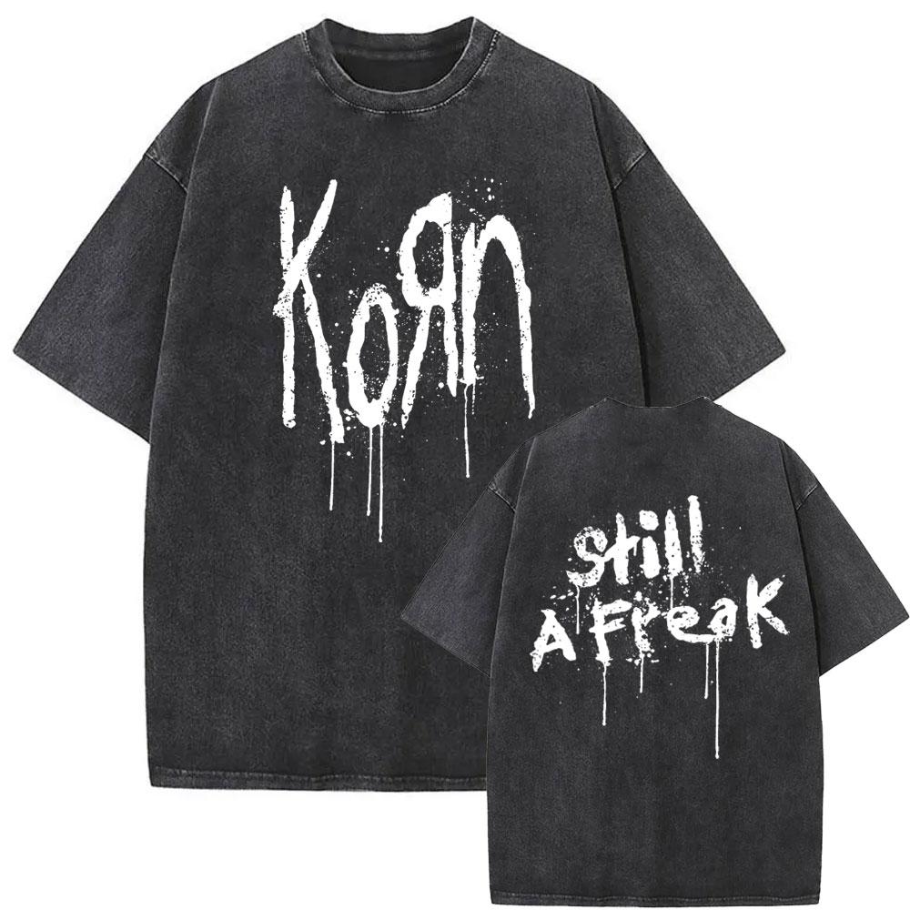 Washed T Shirt top No.1 Gewassen vintage rockband Korn Ftl 25 Follow The Leader T-shirt voor heren Gothic Casual Oversized T-shirts Heren T-shirt Heren Vintage T-shirt L