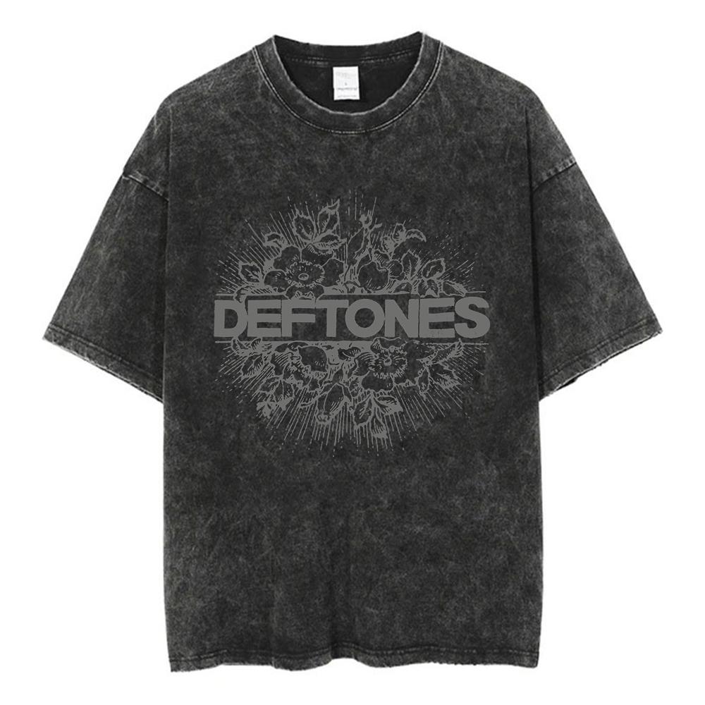 A washed short sleeved T-shirt Top Deftones Band-Diamond Eyes Music Album Cover T-Shirt Metal Rock Clothes Cotton Vintage Short Sleeve Tees Tops M