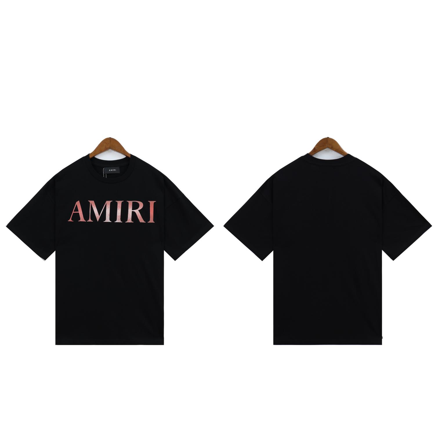 Amiri 2210  2025 Zomer Nieuw Heren en Dames Losse Hoge Kwaliteit Katoenen Plus Size T-shirt Koppel T-shirt L