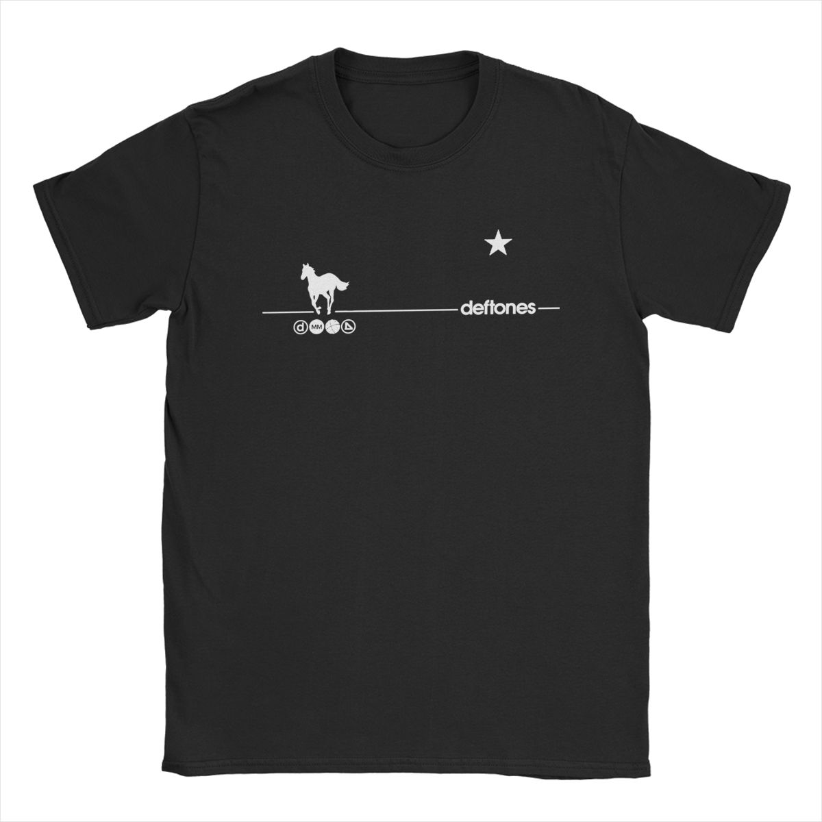 The best product for you Deftones Rock  Ohms White Pony Outfit Shirts Mannen Vrouwen metaal Casual Katoen Klassieke T-shirts XL zwart