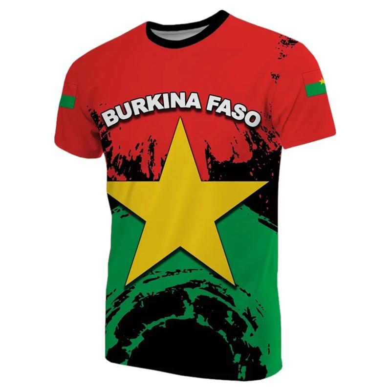 Haijian02 Burkina Faso Jersey Men's T-shirt O-Neck Oversized Short Sleeve Clothing 3D Print BF Flag Fitness Football Team Shirt GYM Tops L
