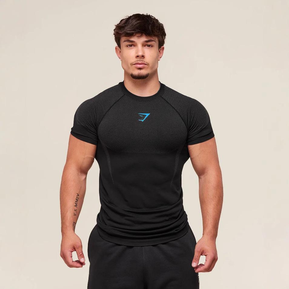 Jun Lin NO.1 Fitness Top Heren Casual Hardlopen Sneldrogend Ademend Strak Shirt Korte Mouw T-shirt Heren Spier M