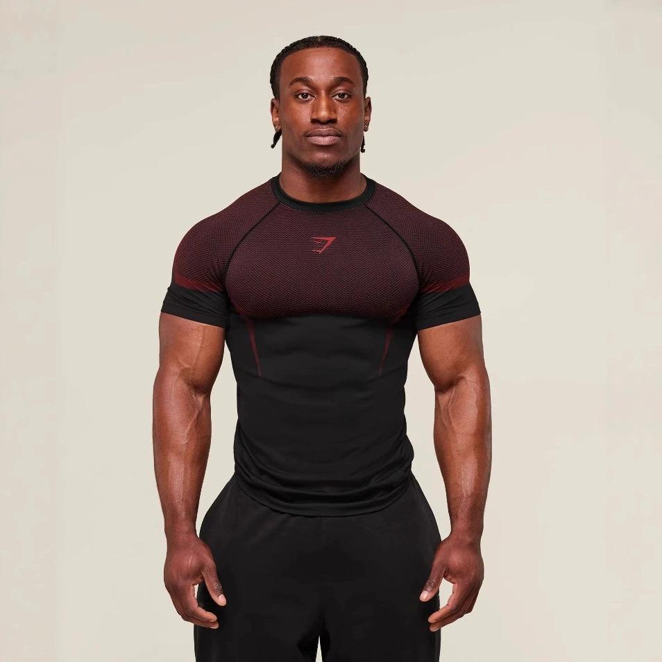 Jun Lin NO.1 Fitness Top Heren Casual Hardlopen Sneldrogend Ademend Strak Shirt Korte Mouw T-shirt Heren Spier S