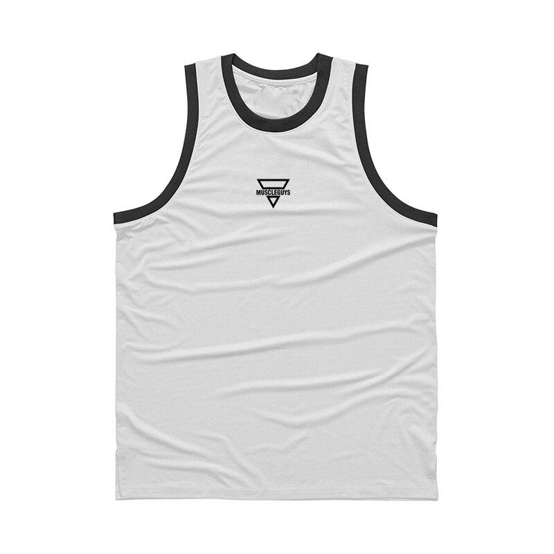 Muscleguys Zomer Heren Gymkleding Mode Jeugd Outdoor Wear Comfortabel Ademend Fitness Workout Tank Tops Afdrukken Pop XXL wit