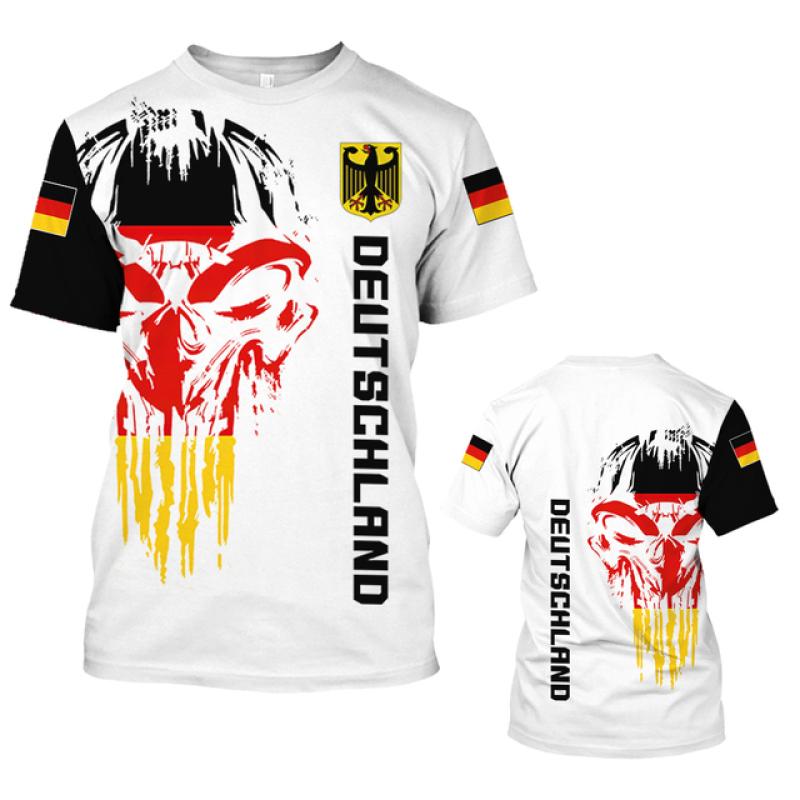 ETST WENDY Duitsland Nationale Vlag Patroon Heren T-shirt Zomer Ademend Materiaal Sneldrogend Tees Mode Ronde Hals Oversized Korte Mouw L