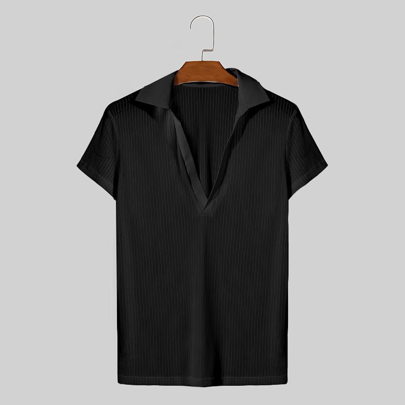 INCERUN Zomer Heren V Hals Revers Kraag Mesh Shirts Doorschijnende Tops L