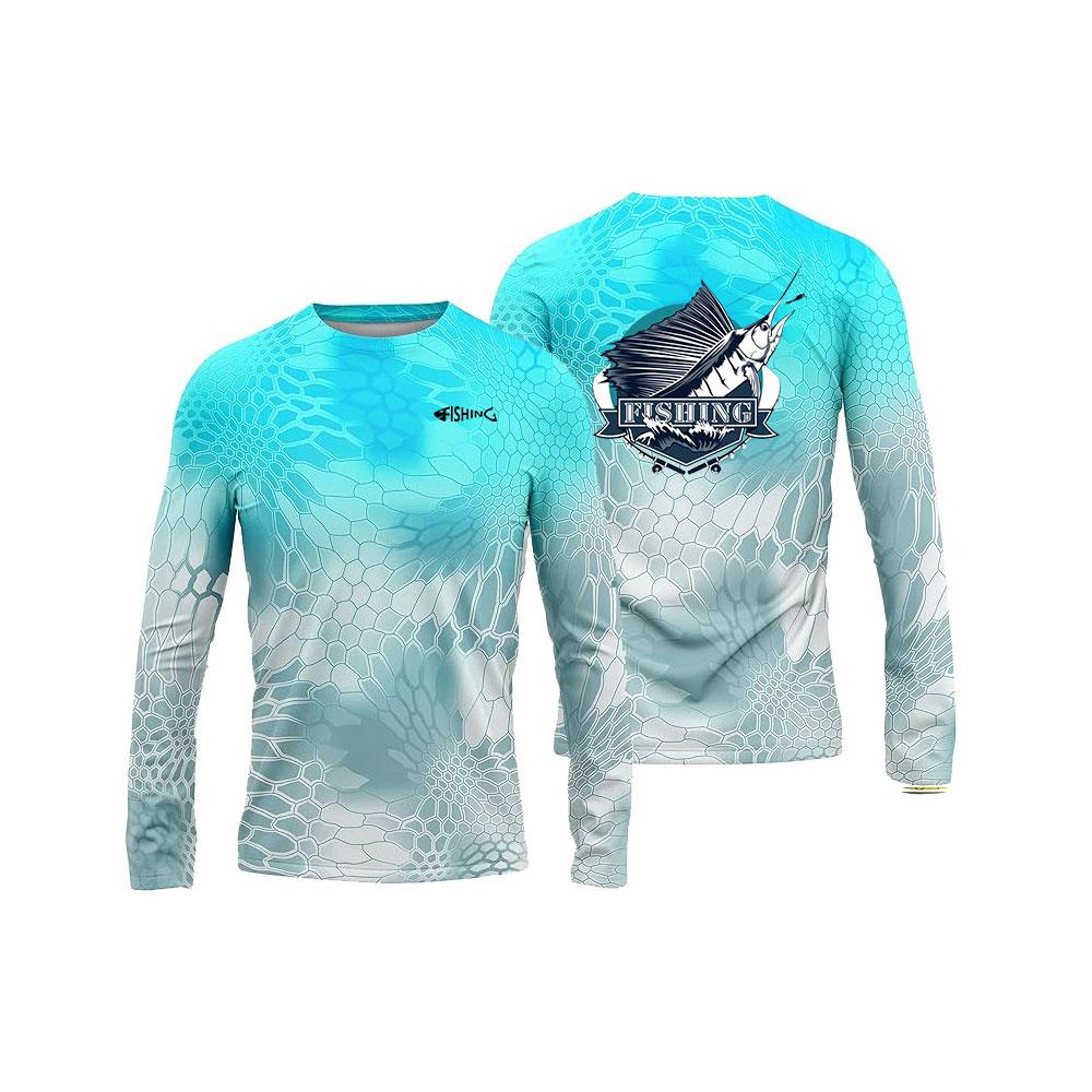 ETST 03 Herenvissersshirt Aanpasbaar T-shirt met opdruk Viskleding Lange mouw Visshirt Buitensporten Ronde hals Tops 6XL L