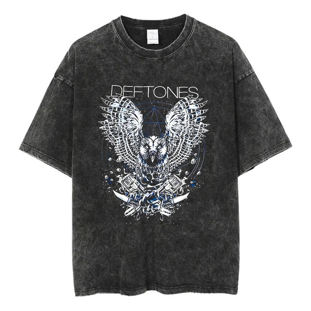 A washed short sleeved T-shirt Top Deftones Band-Diamond Eyes Music Album Cover T-Shirt Metal Rock Clothes Cotton Vintage Short Sleeve Tees Tops L
