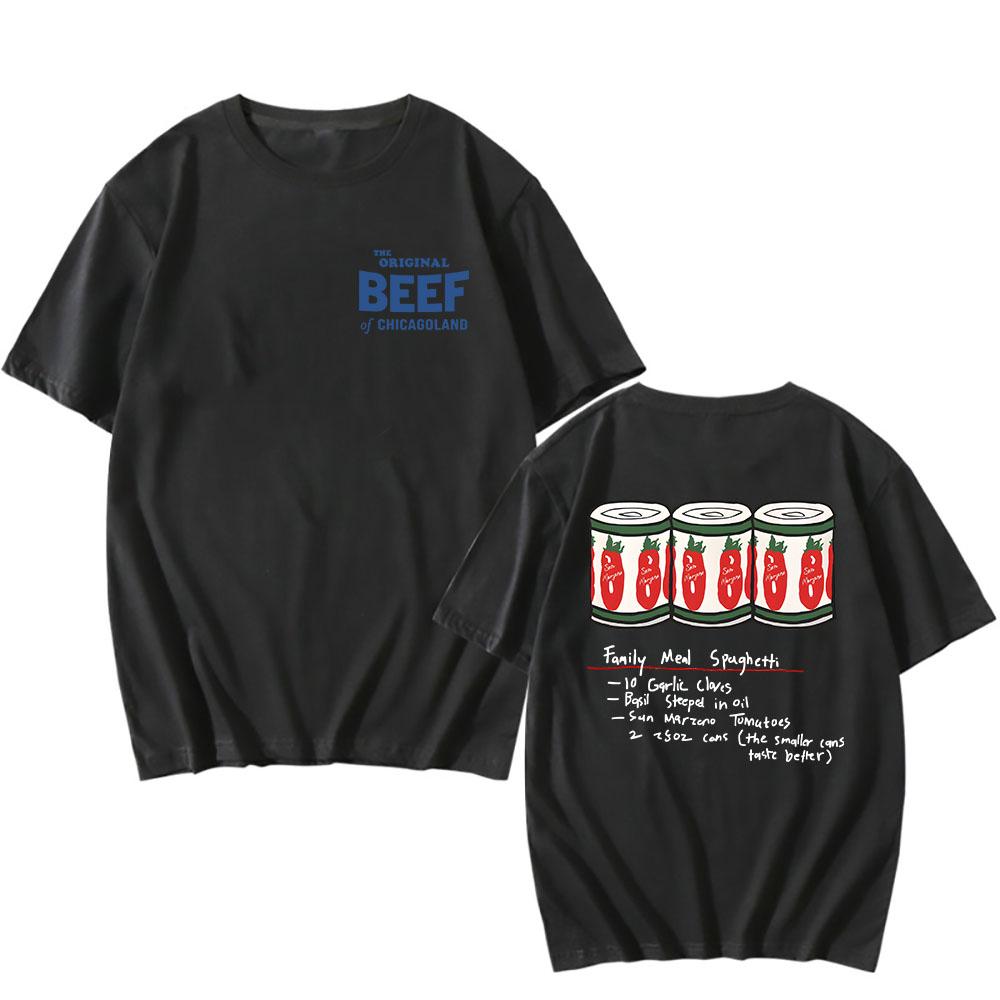 The best product for you De Bear TV-serie T-shirts Het originele Beef of Chicagoland-print T-shirt Katoen Mannen/Vrouwen Casual T-shirts Grafische T-shirts Top XL zwart