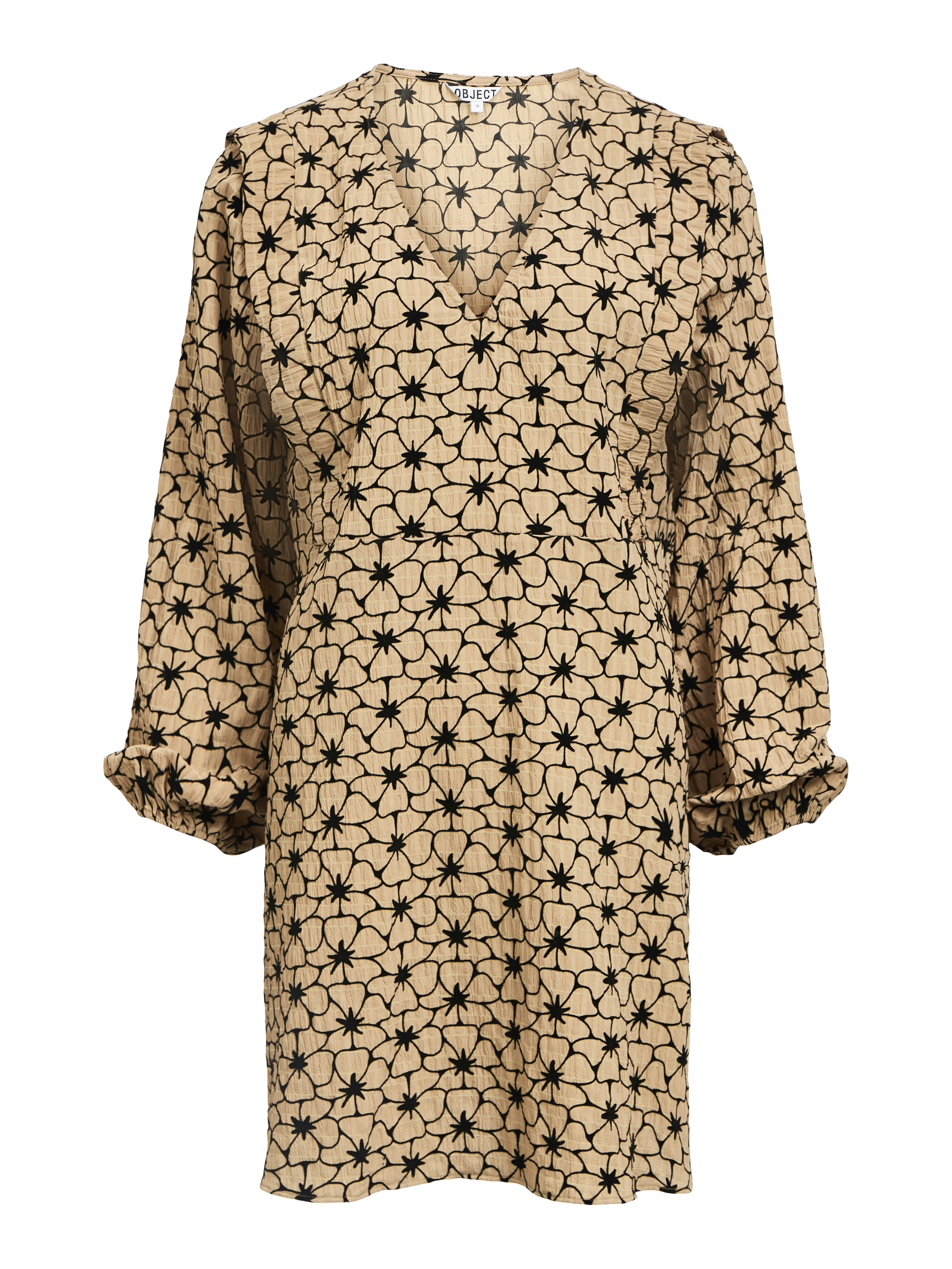 Object objdea l/s re v-neck short dress 14 23047662 tannin