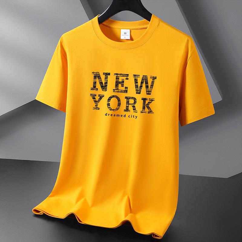 Bistrota Newyork 10 Kleuren Puur Katoen Mannen T-shirt Ronde Hals Korte Mouw Losse Mans Tee Shirt Grote Maat S-6XL 5XL