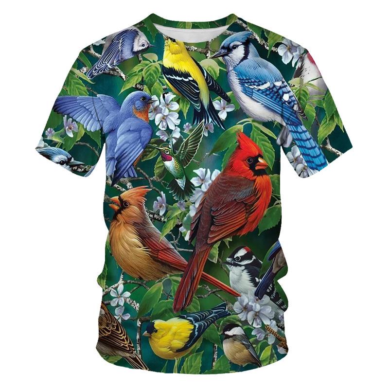 Xin nan zhuang Zomer Mode Allerlei Vogels T-shirt voor Mannen Leuke Trend Persoonlijkheid Gedrukt Ronde Hals Tees Hip Hop Harajuku streetwear Top XXXL