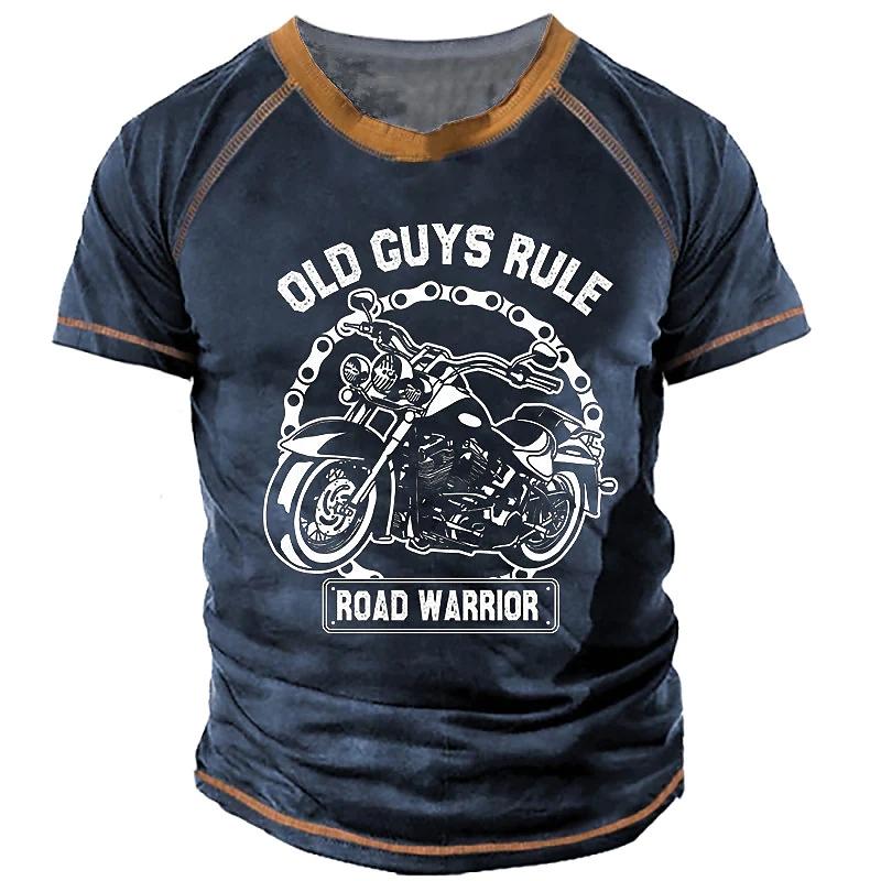 ETST 03 Vintage Motor Heren T-shirt Biker Beauty Grafische T-shirts Korte mouw Ronde hals Tops Oversized T-shirt Outdoor Party Streetwear 5XL
