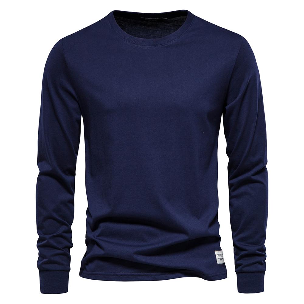 AIOPESON Men Fashion AIOPESON Effen Kleur Katoenen T-shirt Mannen Casual O-hals Lange Mouwen Heren T-shirts Nieuwe Herfst Hoge Kwaliteit Kleurrijke T-shirt voor Mannen XL 80-90 kg
