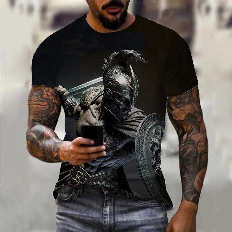 Transmission of love Vintage Spartan 3D-printen grafische T-shirts voor heren T-shirts met korte mouwen Mode oversized streetwear casual herenkleding M
