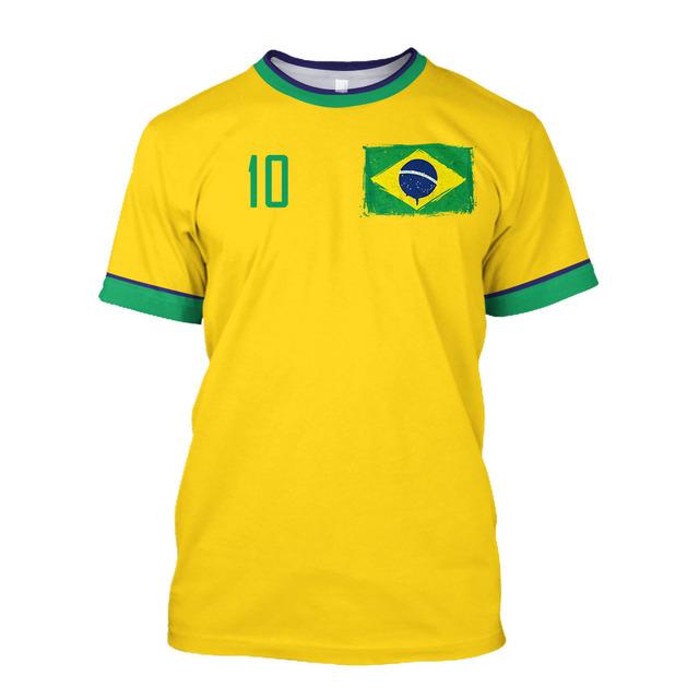 Baibao QIQI Heren T-shirt Brazilië Jersey 3D Graphics Braziliaanse Vlag Bedrukt Dames Korte Mouw shirts Casual Heren Tops Herenkleding XL