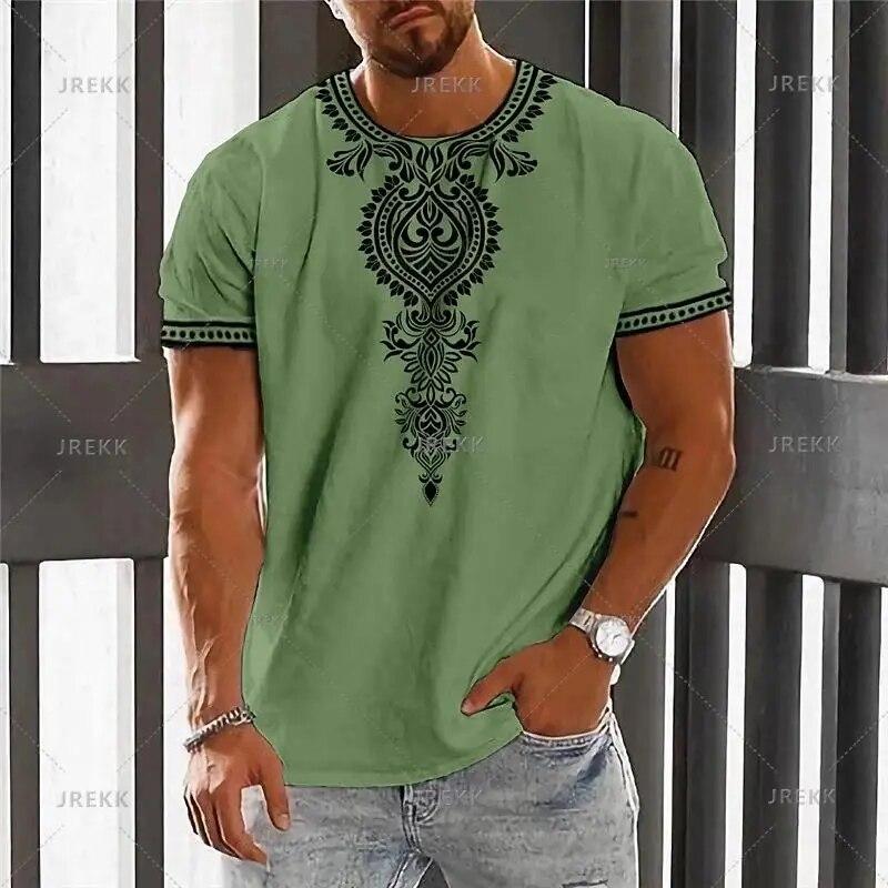 Xr 01 Afrikaanse kleding voor mannen Dashiki 3D-print T-shirts Traditionele kleding Ronde hals Casual retro streetwear Vintage etnische stijl Tops L