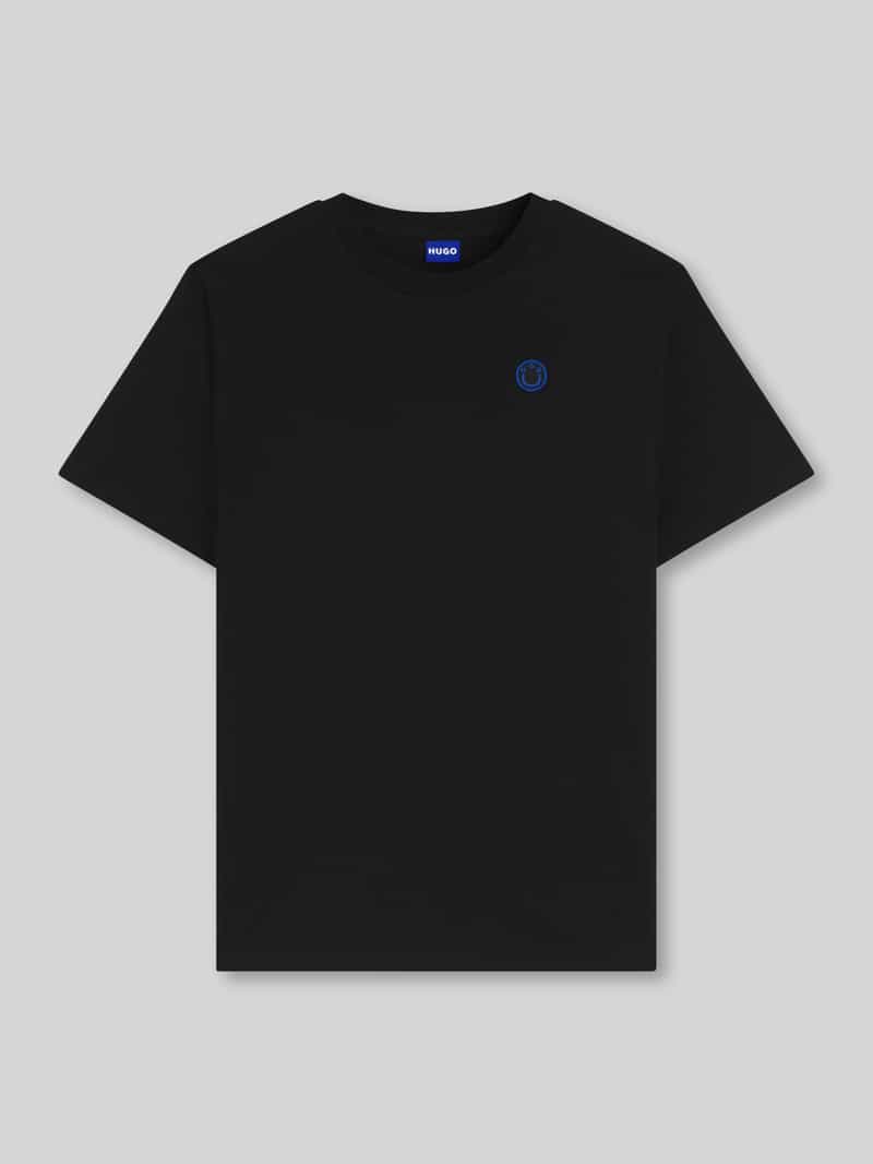 HUGO Blue T-shirt Vintage Tee met logo-badge